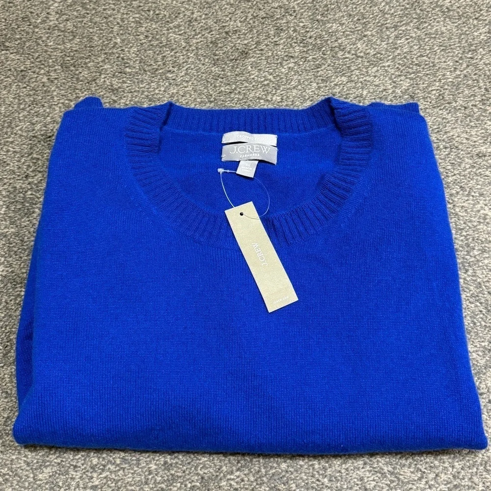 NWT Blue JCrew 100% Cashmere Croppd Fit Crewneck Sweater- Size 3X - Picture 6 of 6